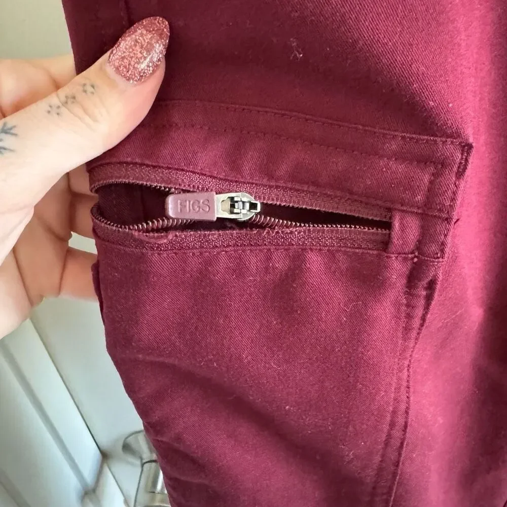 Figs Yola Skinny Scrub Pants Burgundy - Picture 7 of 9